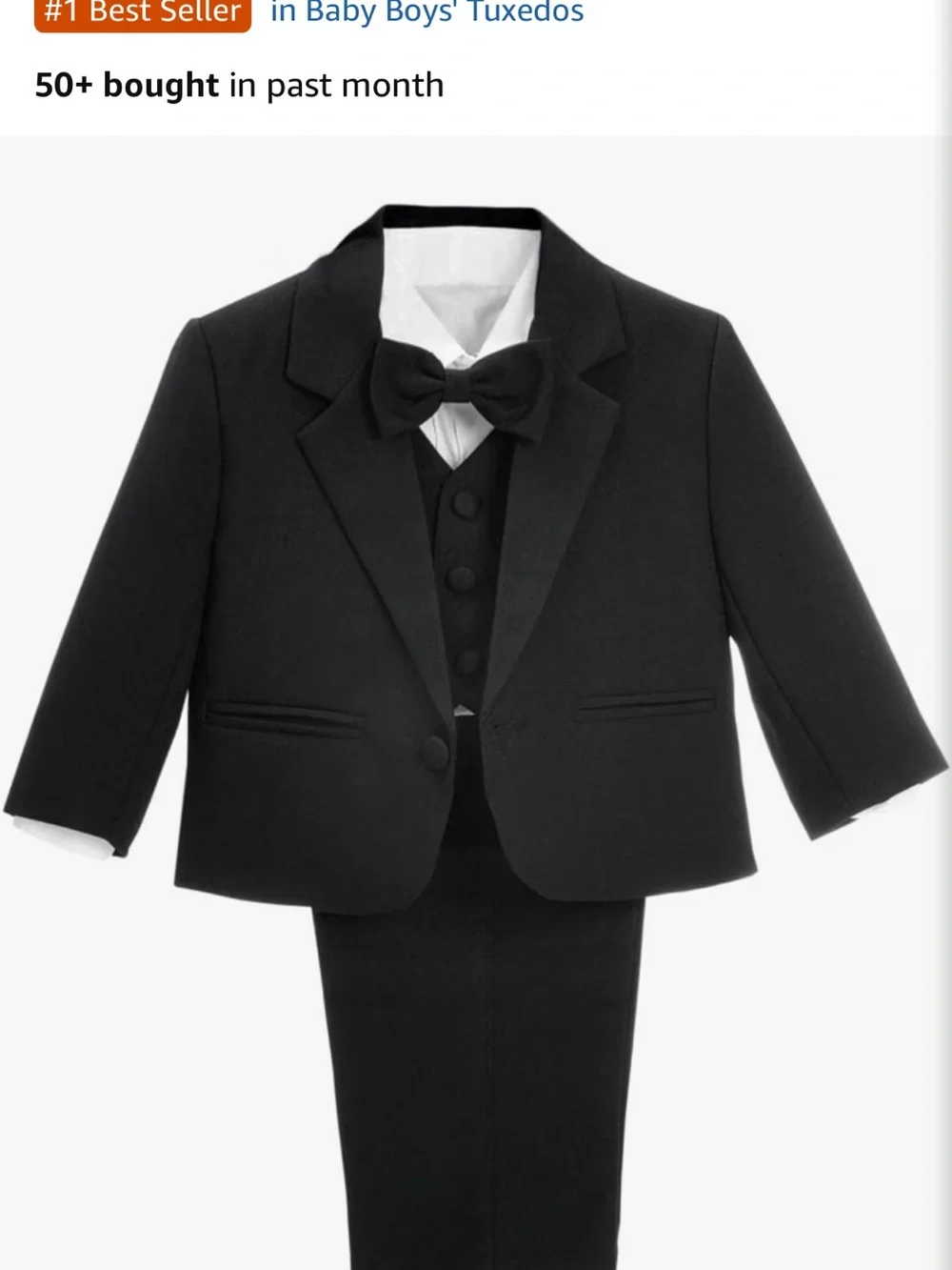 Classic Black Boys' Tuxedo Set with Bow Tie